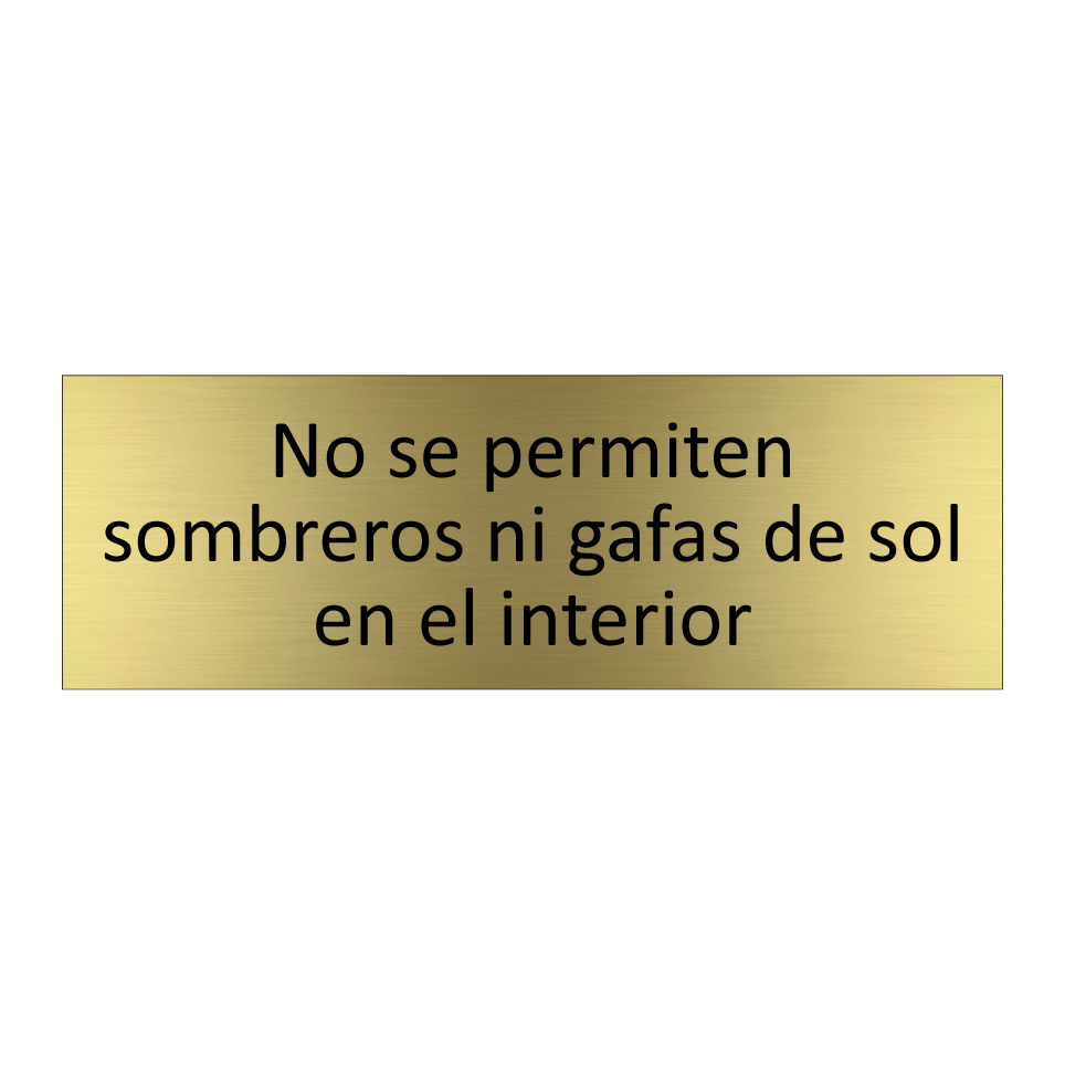 No se permiten sombreros ni gafas de sol en el interior