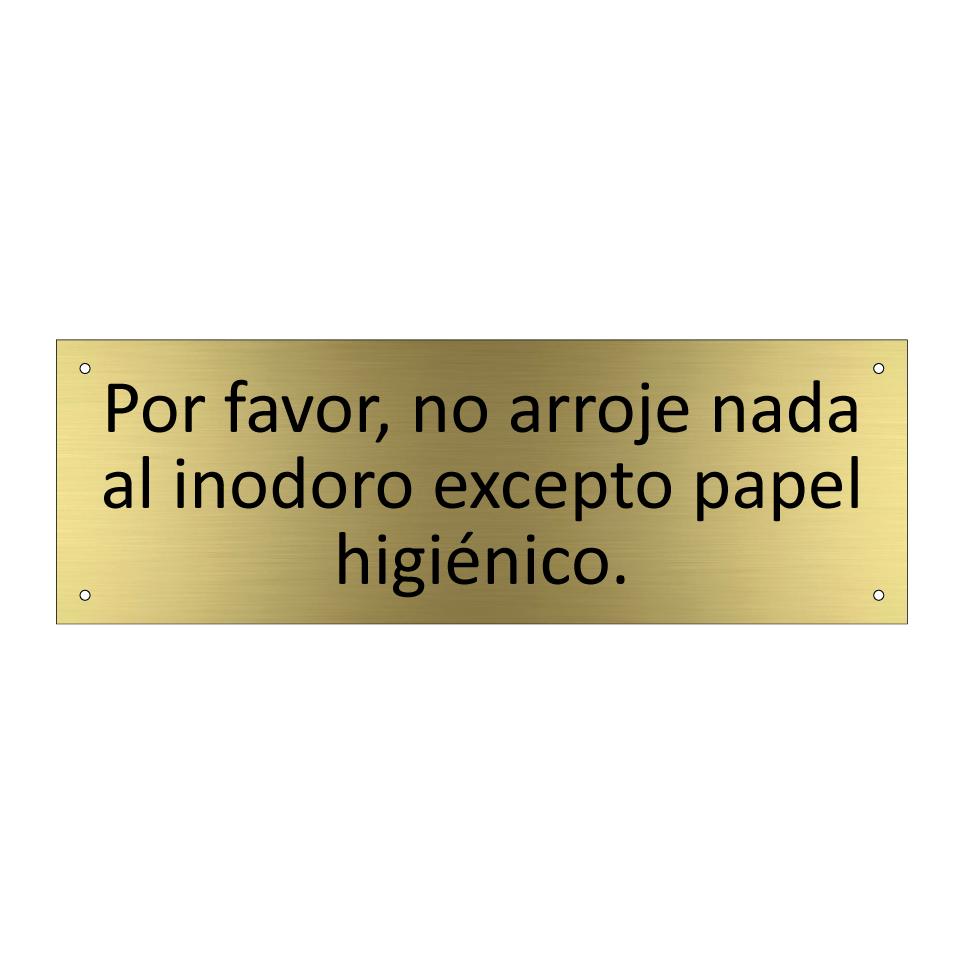 Por favor, no arroje nada al inodoro excepto papel higiénico.