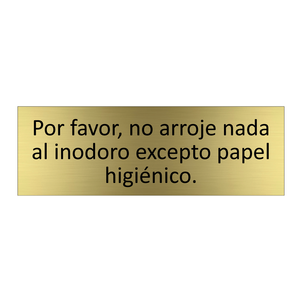 Por favor, no arroje nada al inodoro excepto papel higiénico.