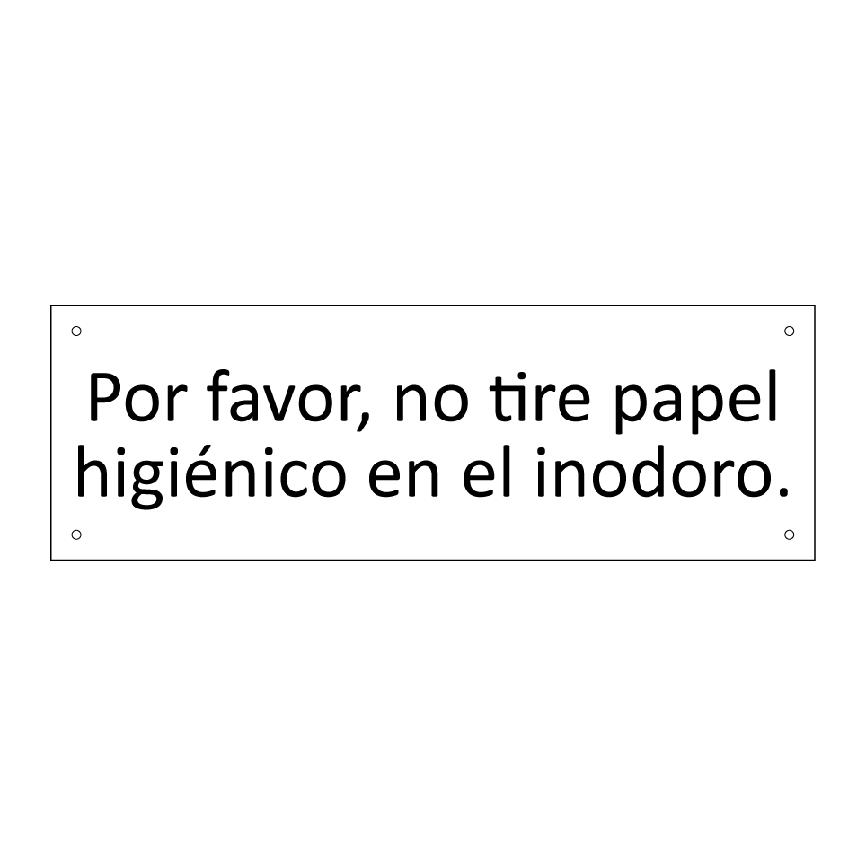Por favor, no tire papel higiénico en el inodoro.