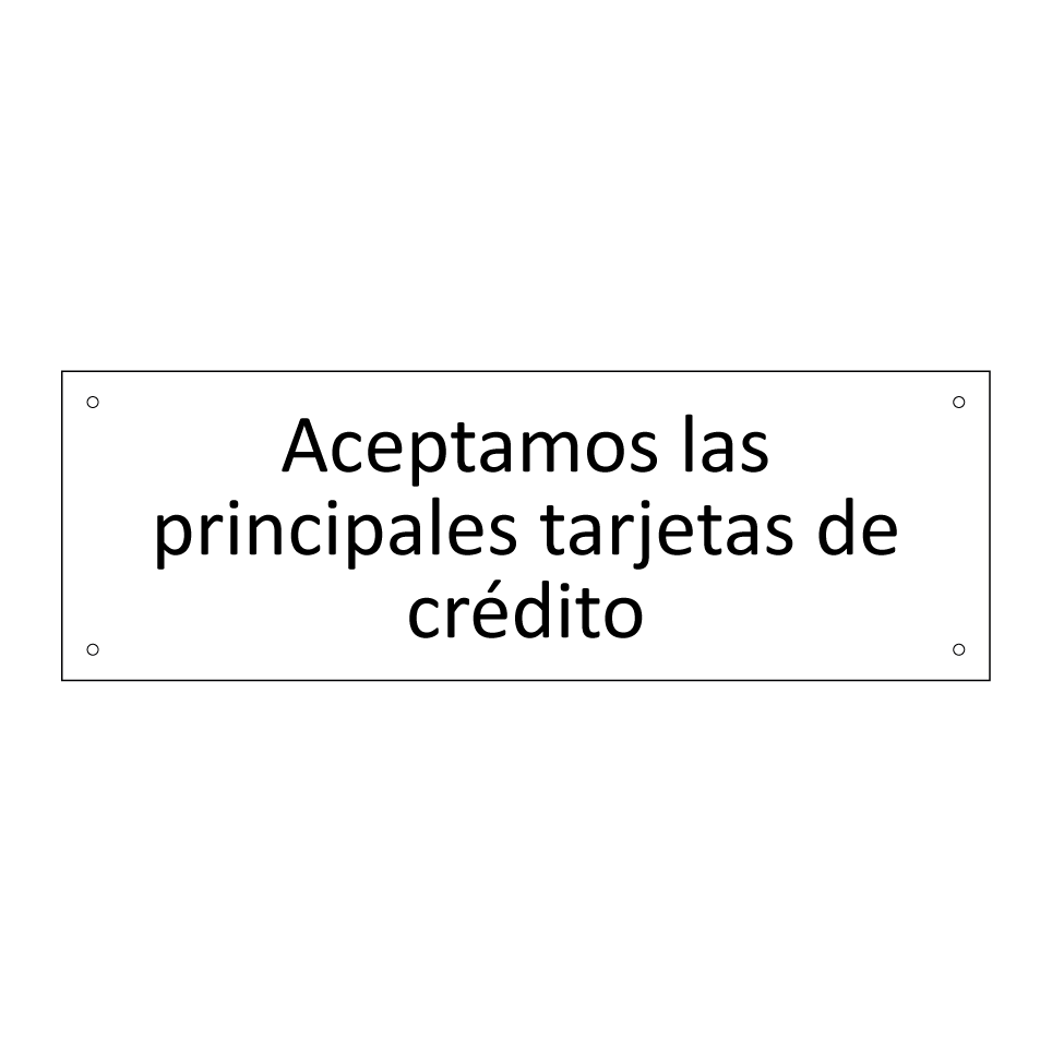 Aceptamos las principales tarjetas de crédito