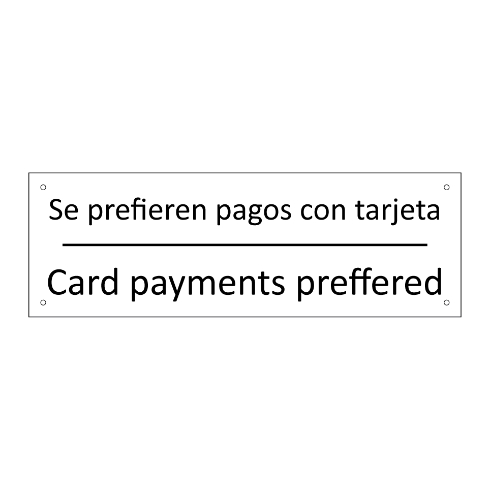 Se prefieren pagos con tarjeta - Card payments preffered