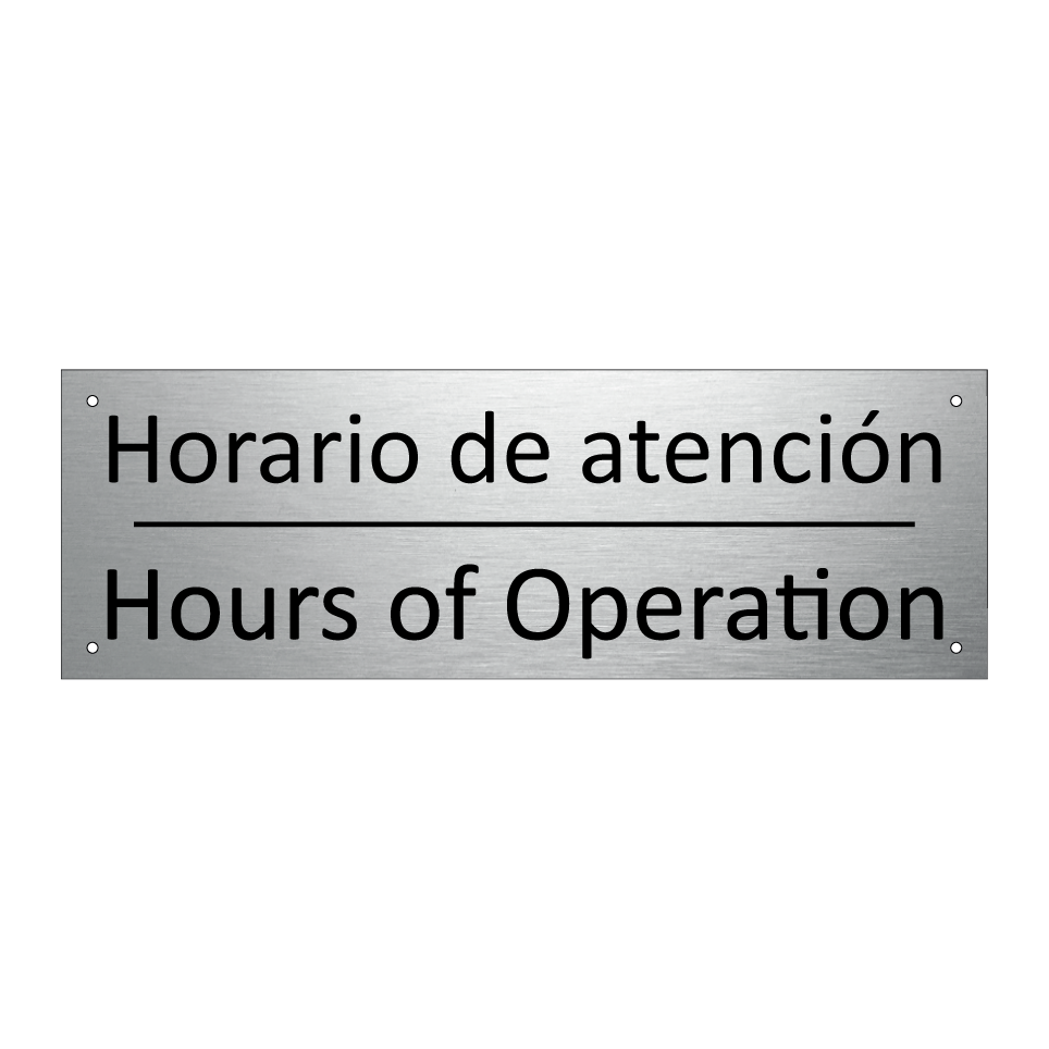 Horario de atención - Hours of Operation