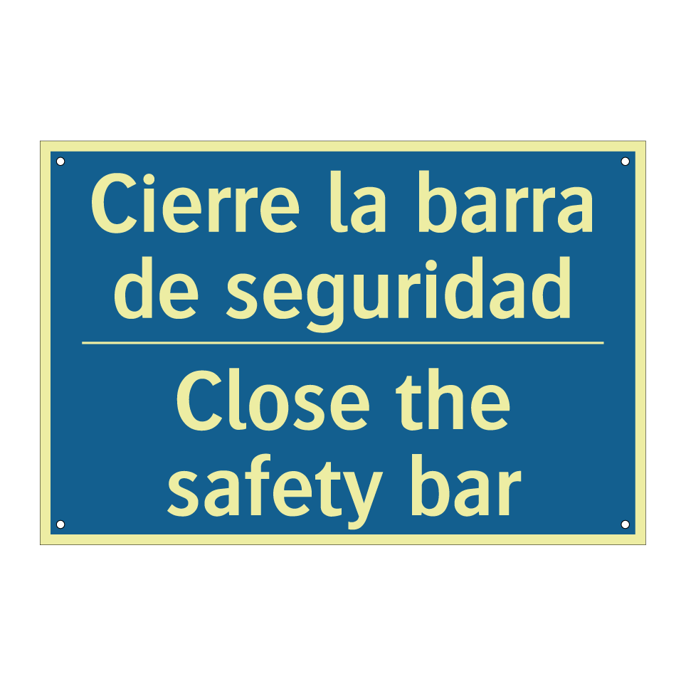 Cierre la barra de seguridad - Close the safety bar