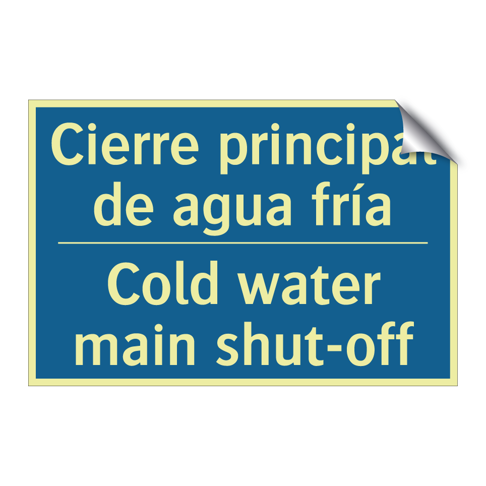 Cierre principal de agua fría - Cold water main shut-off