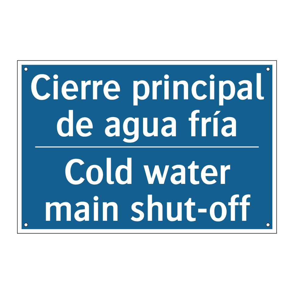Cierre principal de agua fría - Cold water main shut-off