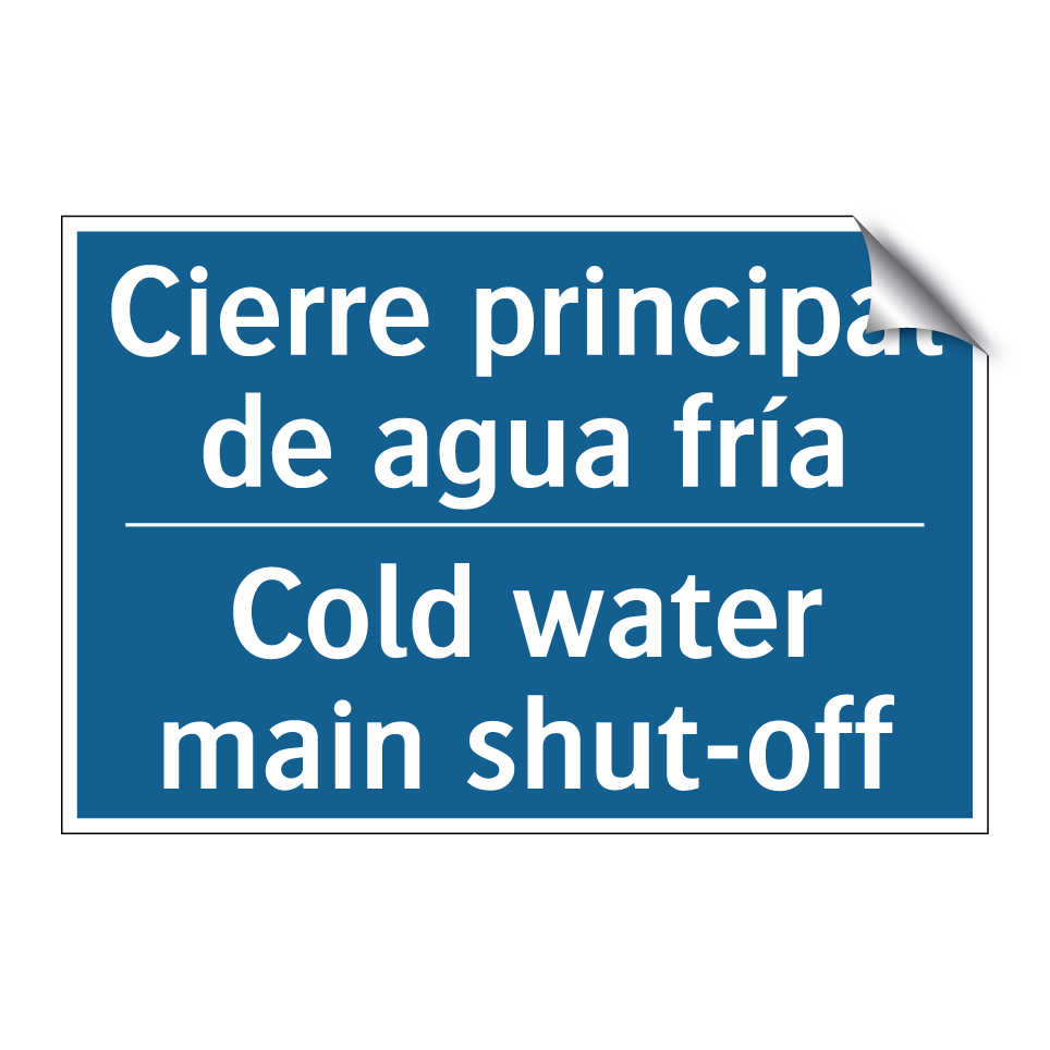 Cierre principal de agua fría - Cold water main shut-off