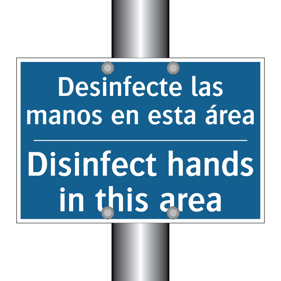 Desinfecte las manos en esta área /.../ - Disinfect hands in this area