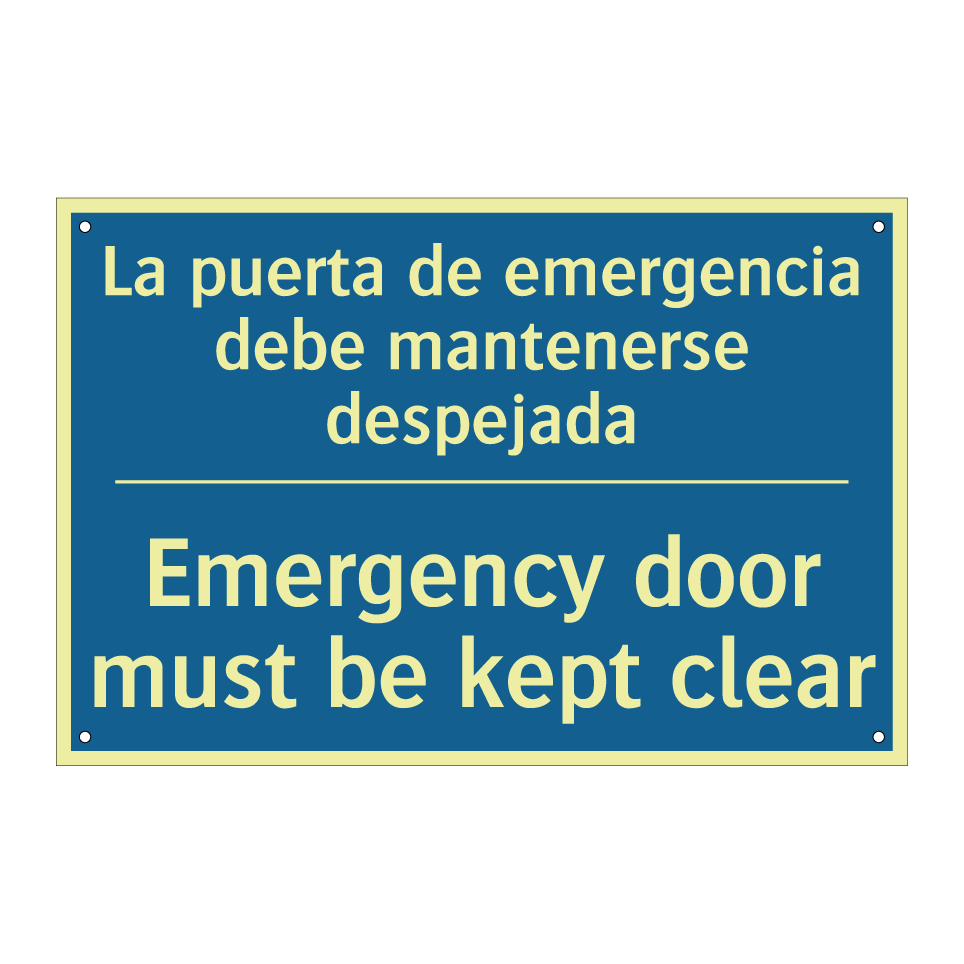 La puerta de emergencia debe mantenerse  /.../ - Emergency door must be kept clear /.../