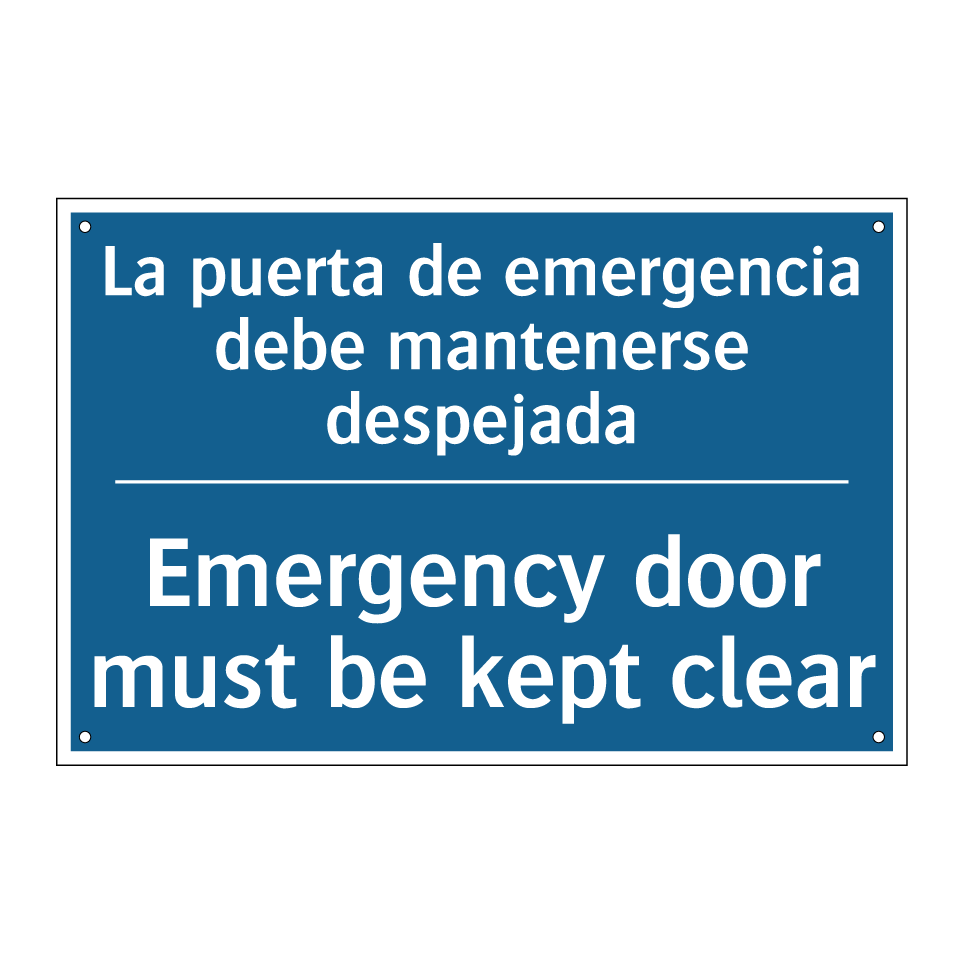 La puerta de emergencia debe mantenerse  /.../ - Emergency door must be kept clear /.../