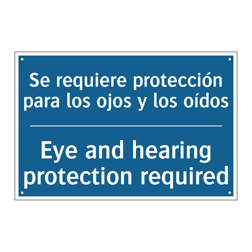 Se requiere protección para los  /.../ - Eye and hearing protection required /.../