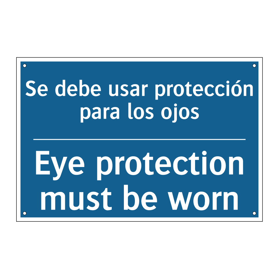 Se debe usar protección para los  /.../ - Eye protection must be worn