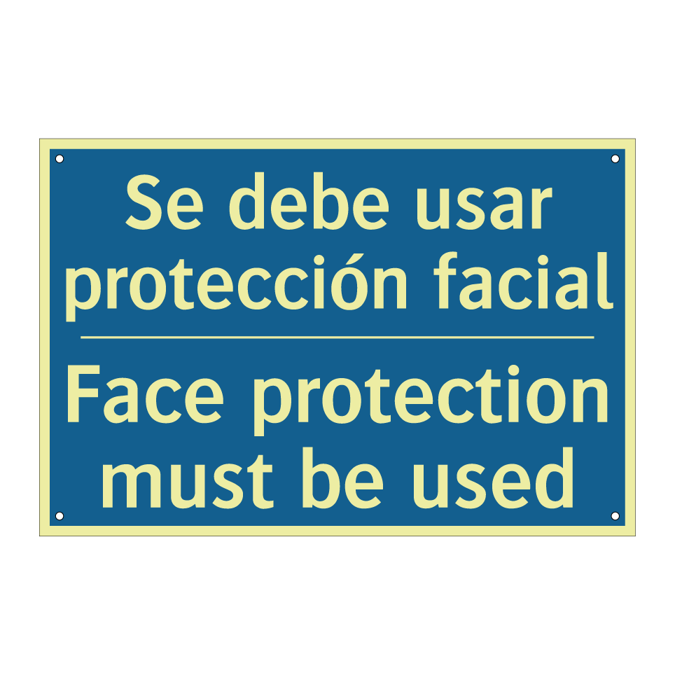 Se debe usar protección facial - Face protection must be used