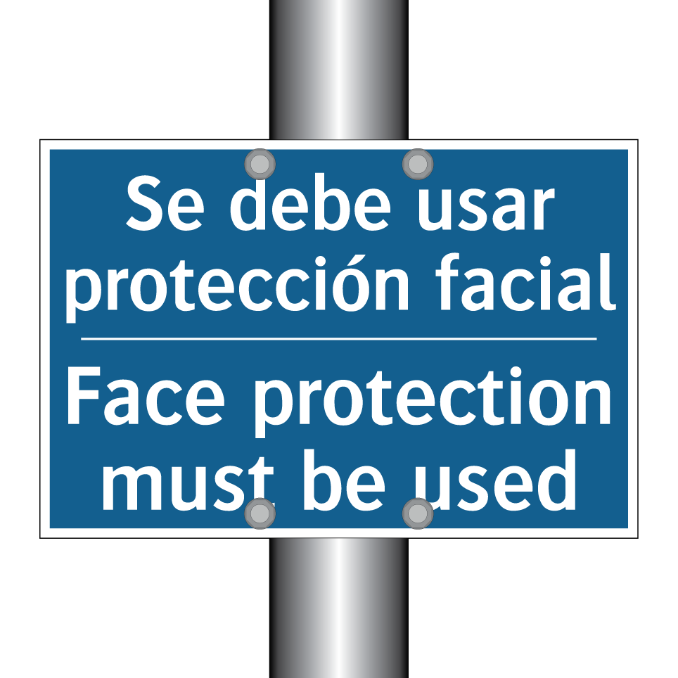 Se debe usar protección facial - Face protection must be used