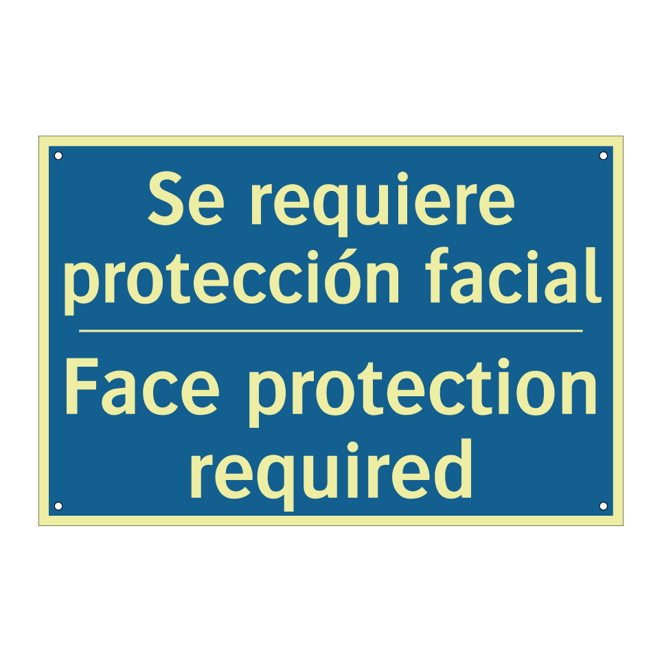 Se requiere protección facial - Face protection required
