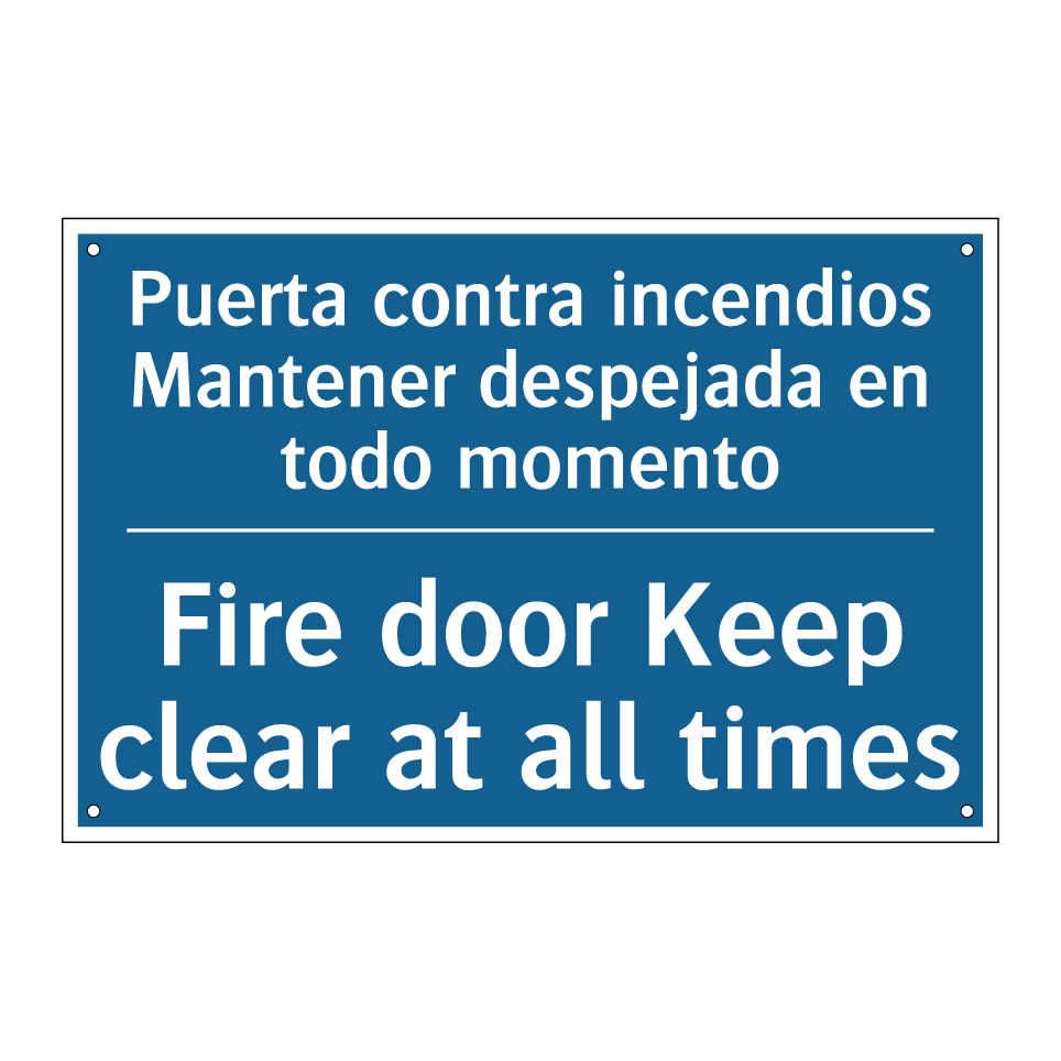Puerta contra incendios Mantener  /.../ - Fire door Keep clear at all times /.../