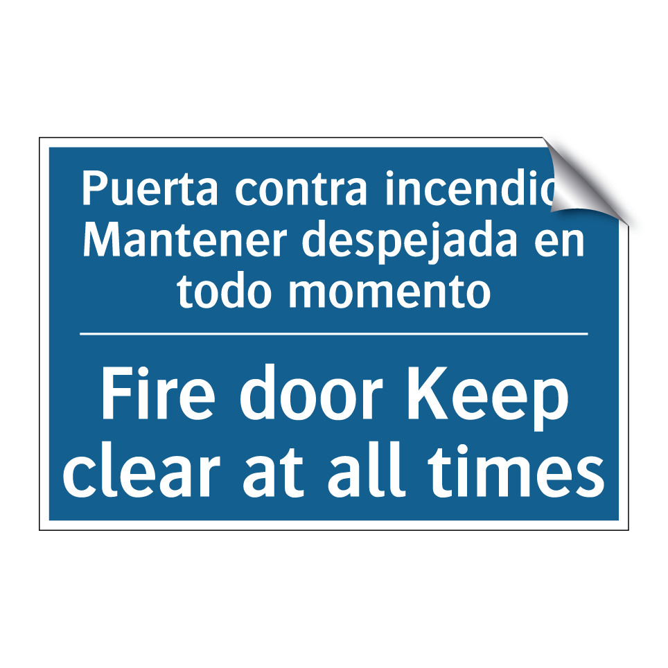 Puerta contra incendios Mantener  /.../ - Fire door Keep clear at all times /.../