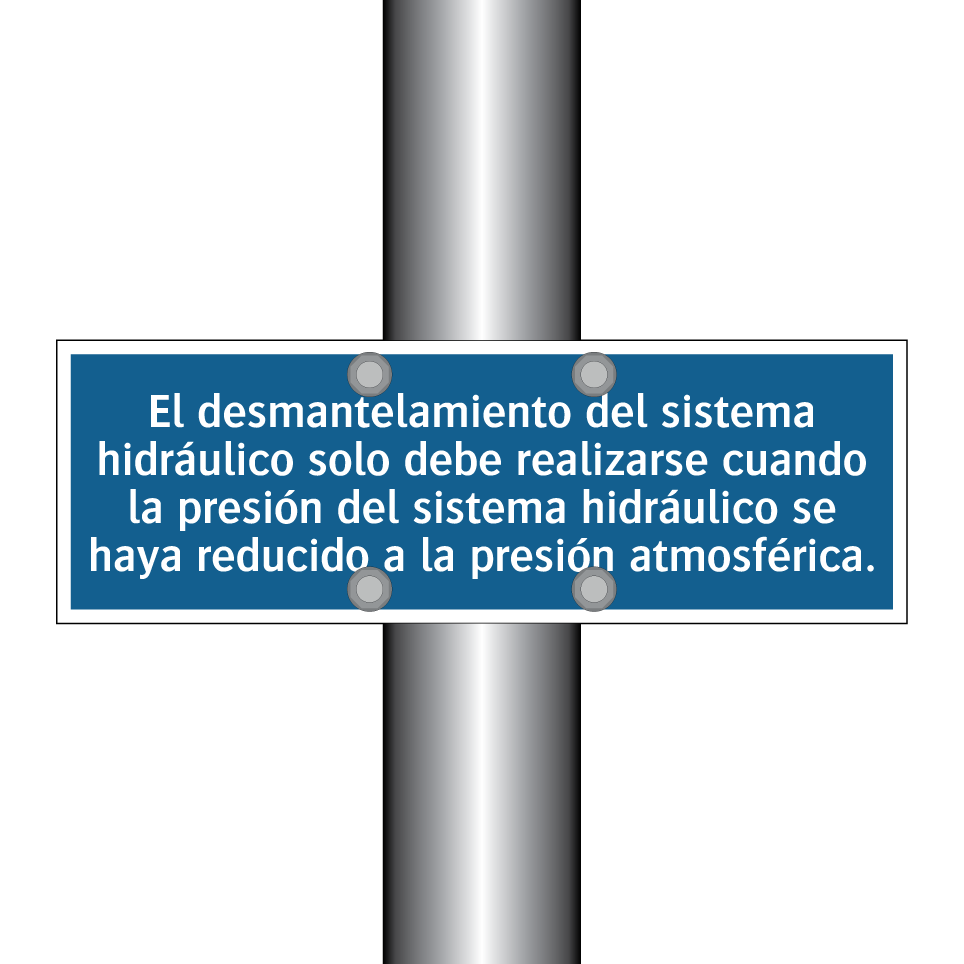 El desmantelamiento del sistema hidráulico solo debe realizarse cuando la presión del sistema hidráulico se haya reducido a la presión atmosférica.