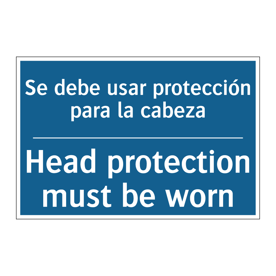 Se debe usar protección para la  /.../ - Head protection must be worn