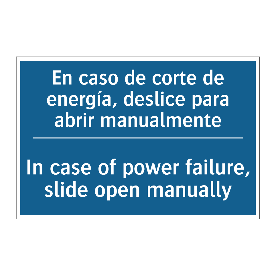 En caso de corte de energía, deslice  /.../ - In case of power failure, slide  /.../
