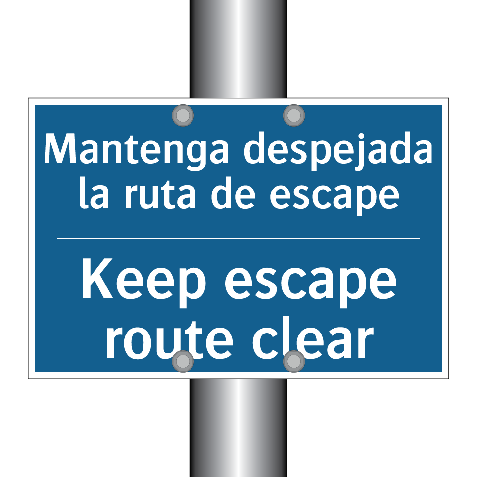 Mantenga despejada la ruta de  /.../ - Keep escape route clear