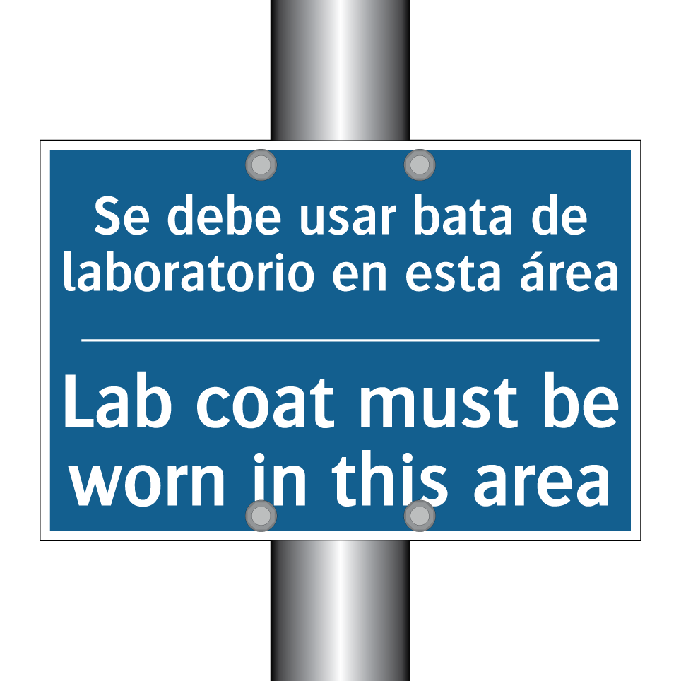 Se debe usar bata de laboratorio  /.../ - Lab coat must be worn in this  /.../