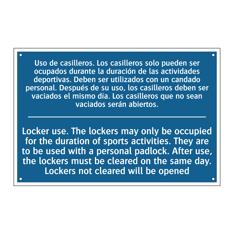 Uso de casilleros. Los casilleros  /.../ - Locker use. The lockers may only  /.../