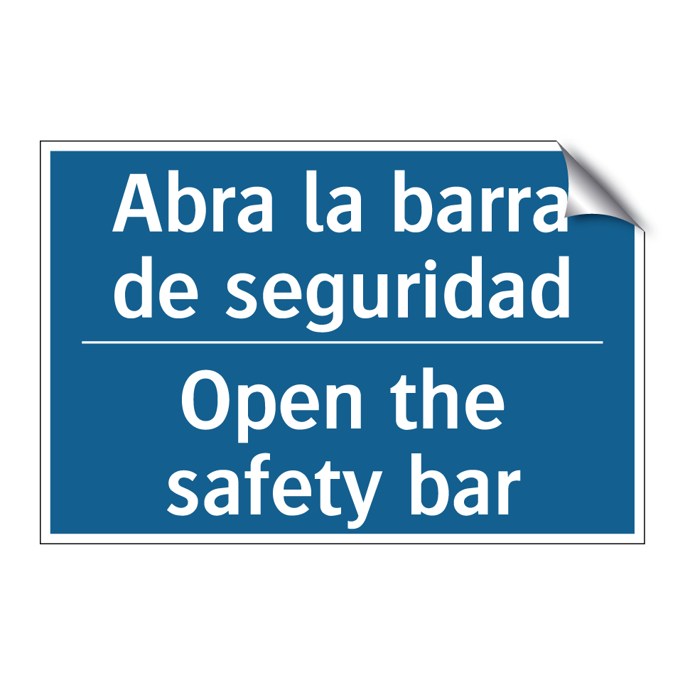 Abra la barra de seguridad - Open the safety bar