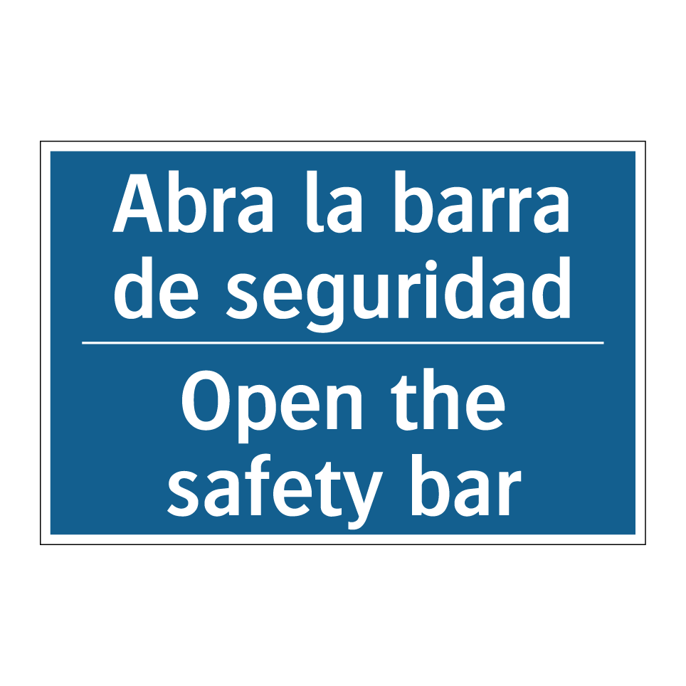 Abra la barra de seguridad - Open the safety bar
