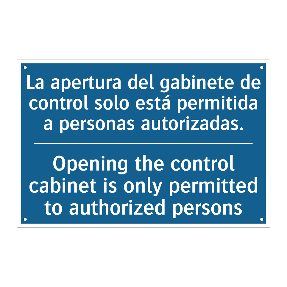 La apertura del gabinete de control  /.../ - Opening the control cabinet is  /.../
