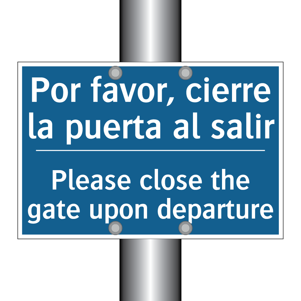 Por favor, cierre la puerta al  /.../ - Please close the gate upon departure /.../