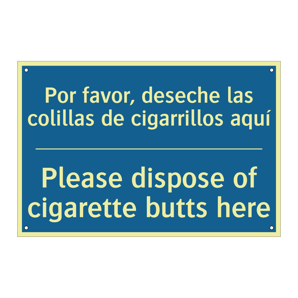 Por favor, deseche las colillas  /.../ - Please dispose of cigarette butts  /.../