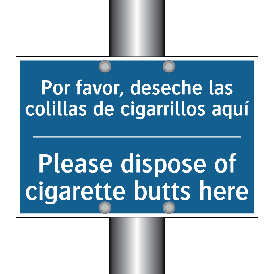 Por favor, deseche las colillas  /.../ - Please dispose of cigarette butts  /.../
