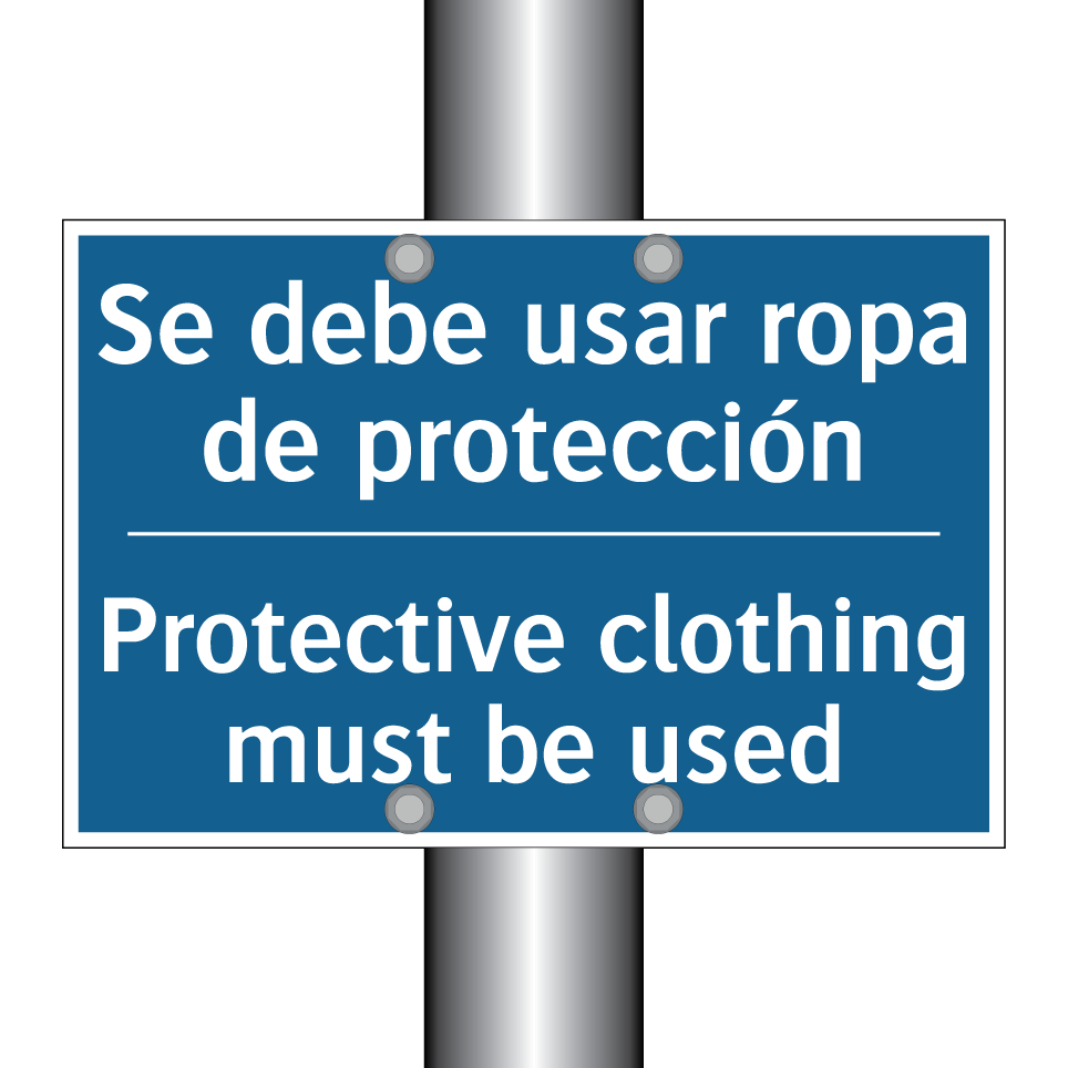 Se debe usar ropa de protección /.../ - Protective clothing must be used /.../