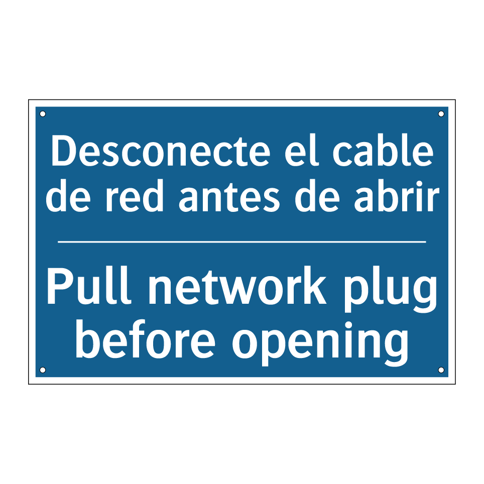 Desconecte el cable de red antes  /.../ - Pull network plug before opening /.../