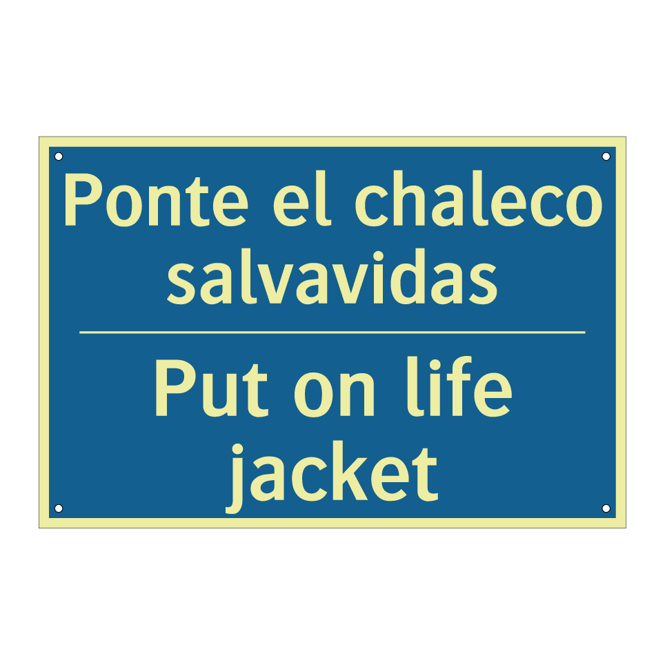 Ponte el chaleco salvavidas - Put on life jacket