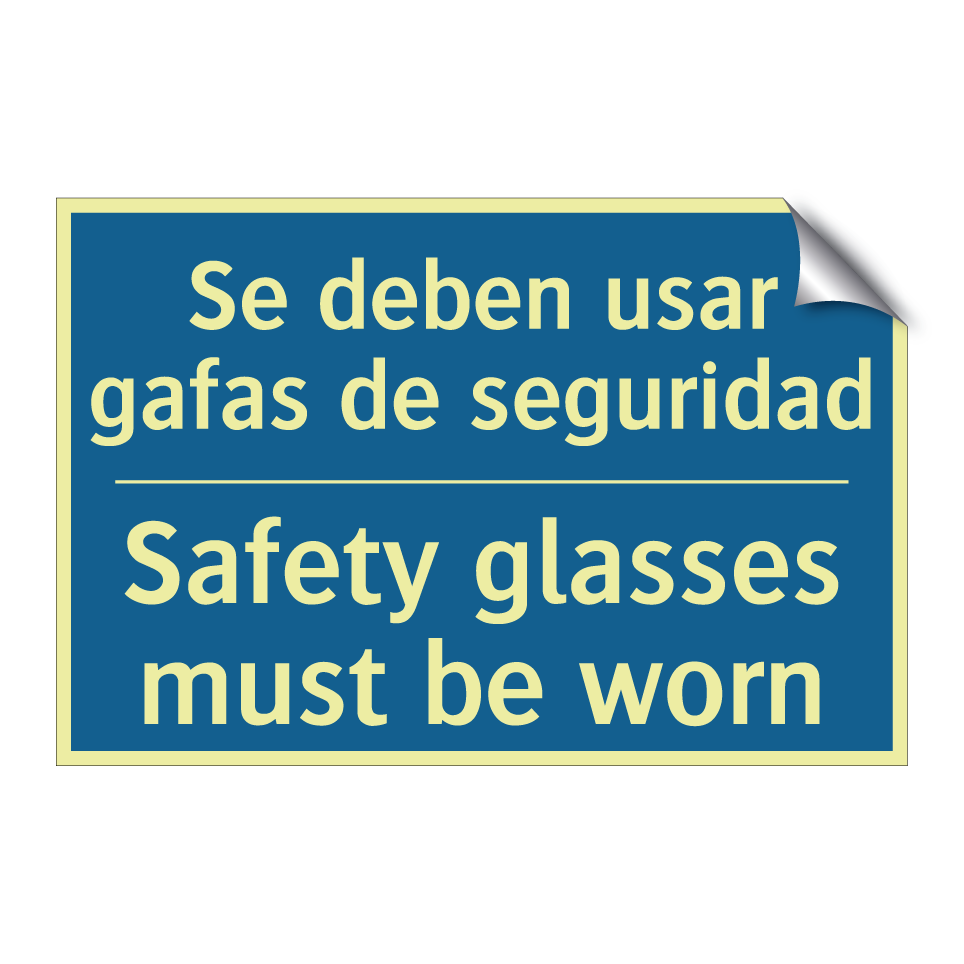 Se deben usar gafas de seguridad /.../ - Safety glasses must be worn