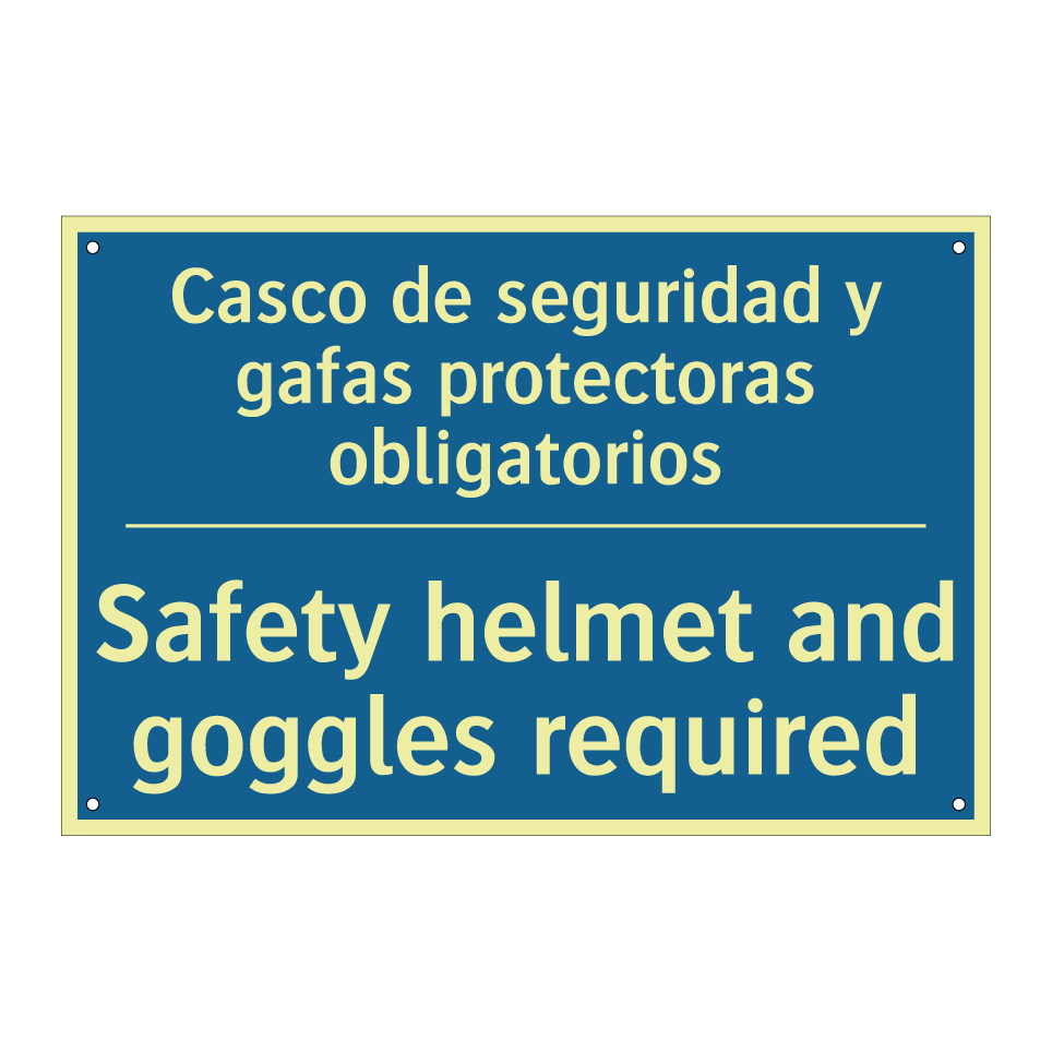 Casco de seguridad y gafas protectoras  /.../ - Safety helmet and goggles required /.../