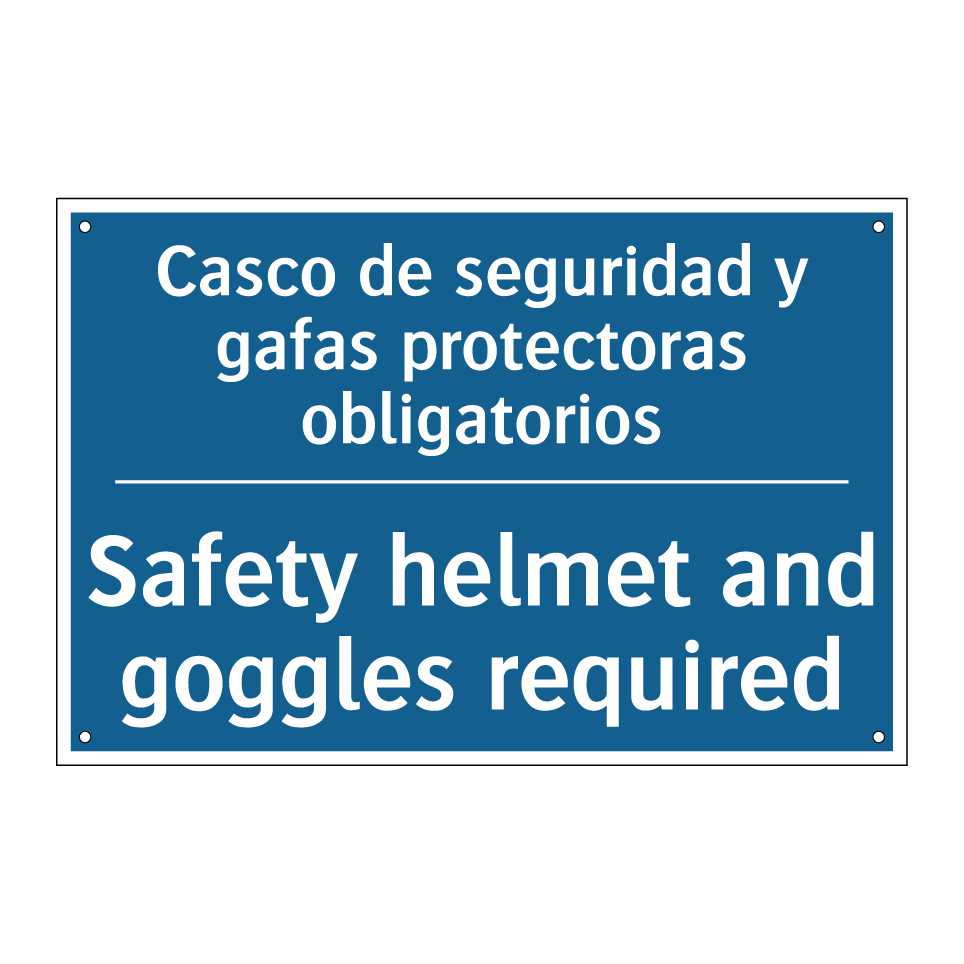 Casco de seguridad y gafas protectoras  /.../ - Safety helmet and goggles required /.../
