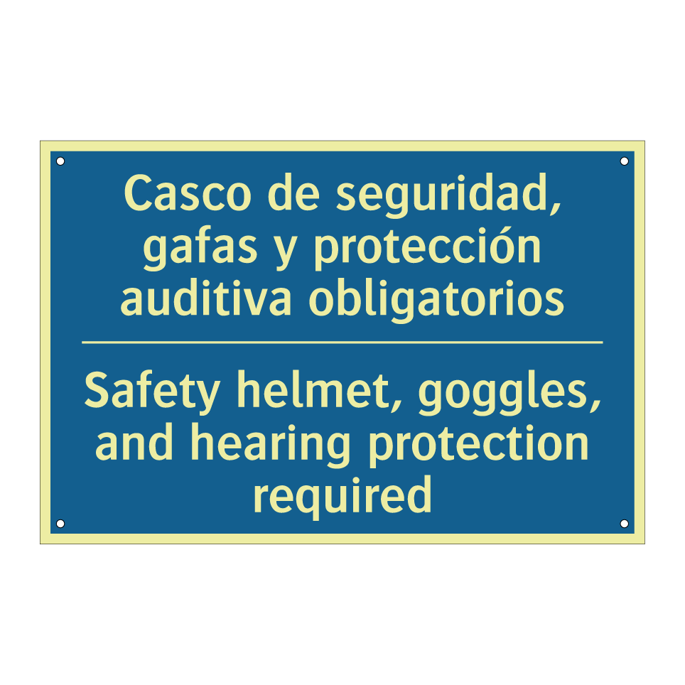 Casco de seguridad, gafas y protección  /.../ - Safety helmet, goggles, and hearing  /.../