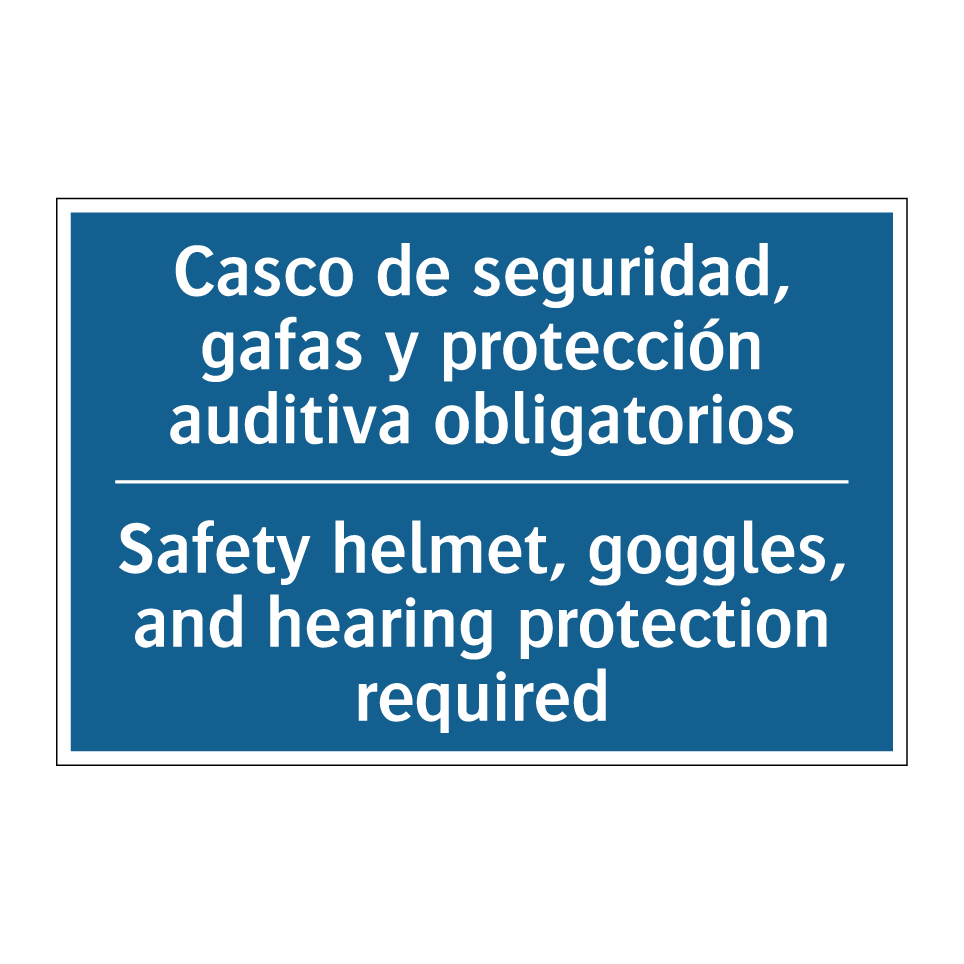Casco de seguridad, gafas y protección  /.../ - Safety helmet, goggles, and hearing  /.../