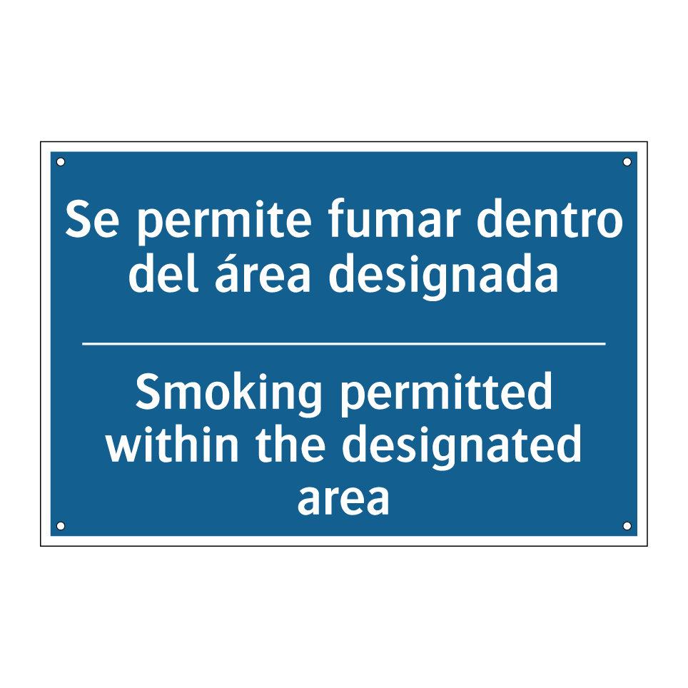 Se permite fumar dentro del área  /.../ - Smoking permitted within the designated  /.../