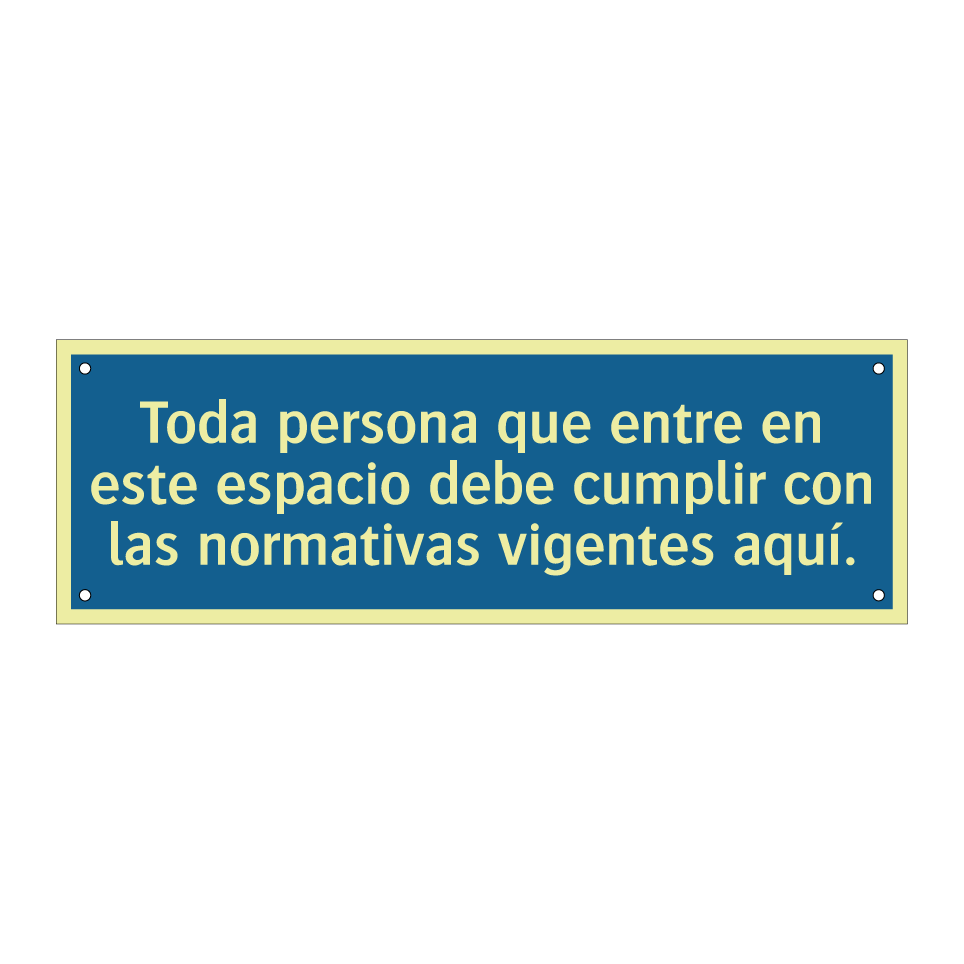 Toda persona que entre en este espacio debe cumplir con las normativas vigentes aquí.