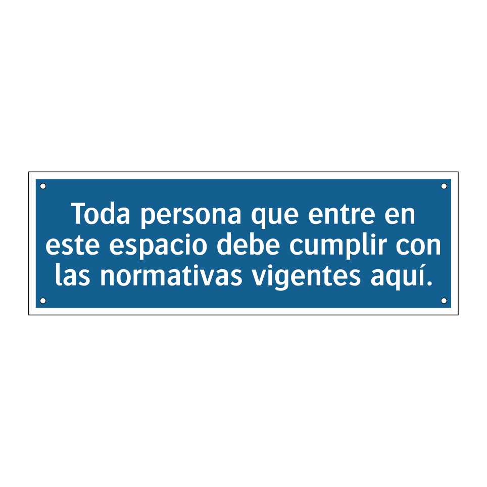 Toda persona que entre en este espacio debe cumplir con las normativas vigentes aquí.