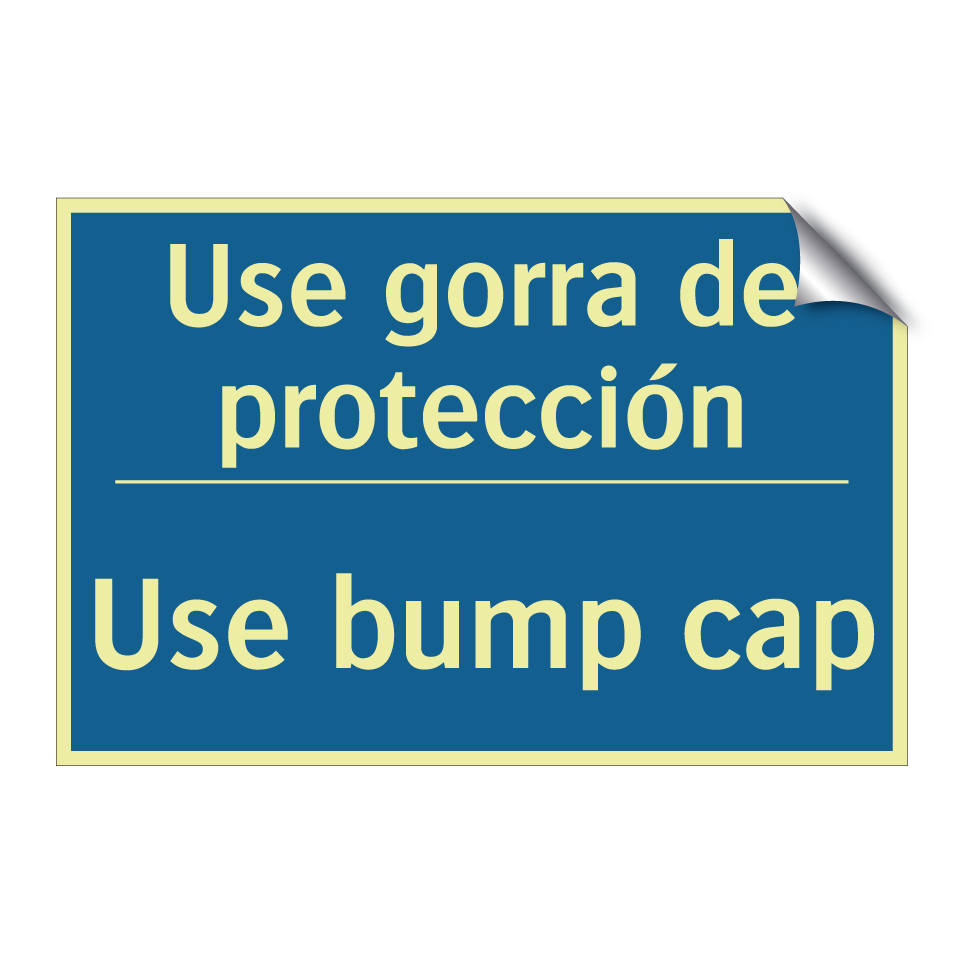 Use gorra de protección - Use bump cap