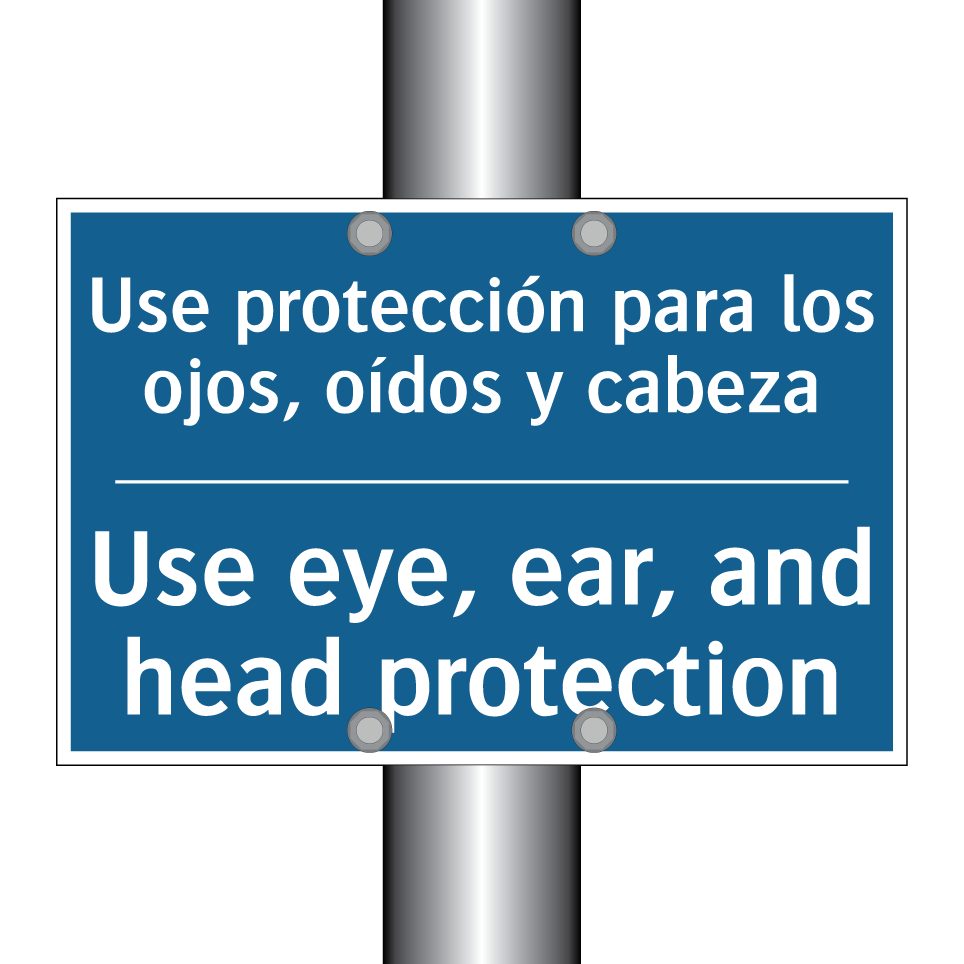 Use protección para los ojos,  /.../ - Use eye, ear, and head protection /.../