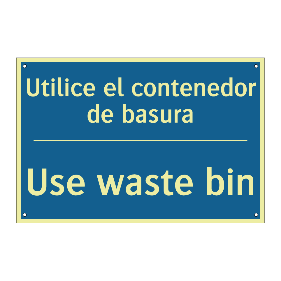 Utilice el contenedor de basura /.../ - Use waste bin