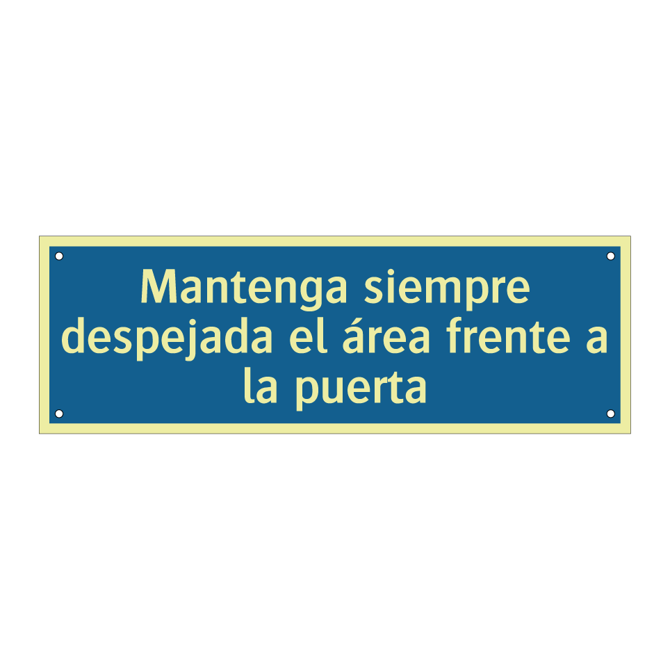 Mantenga siempre despejada el área frente a la puerta