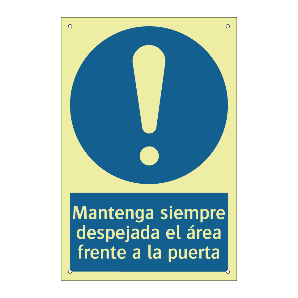 Mantenga siempre despejada el área frente a la puerta