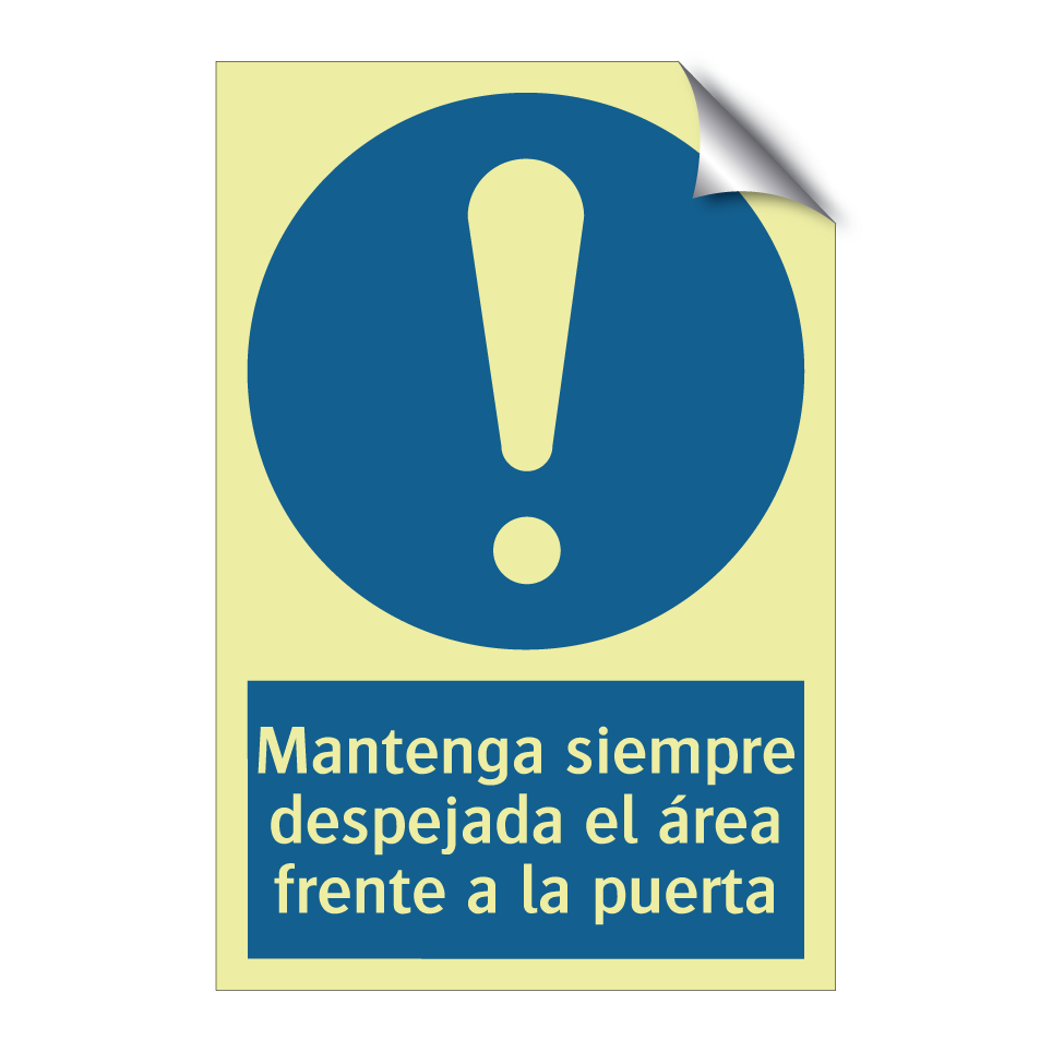 Mantenga siempre despejada el área frente a la puerta